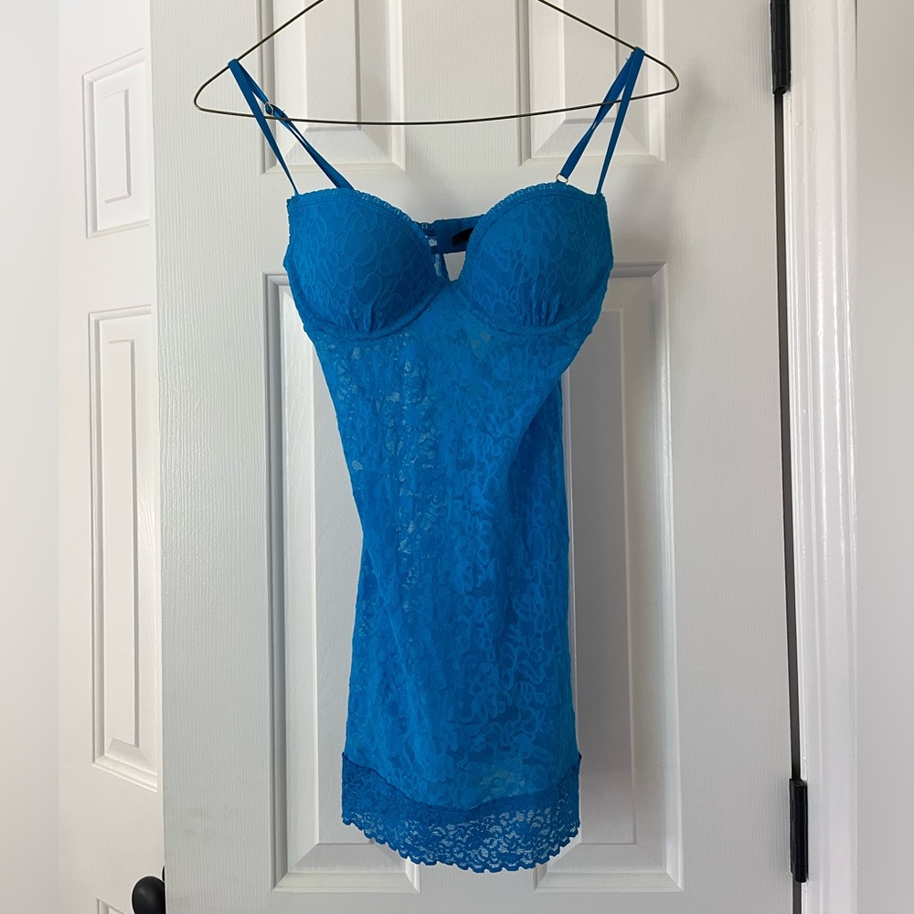 Victoria’s Secret Blue Lace Push Up Slip Dress